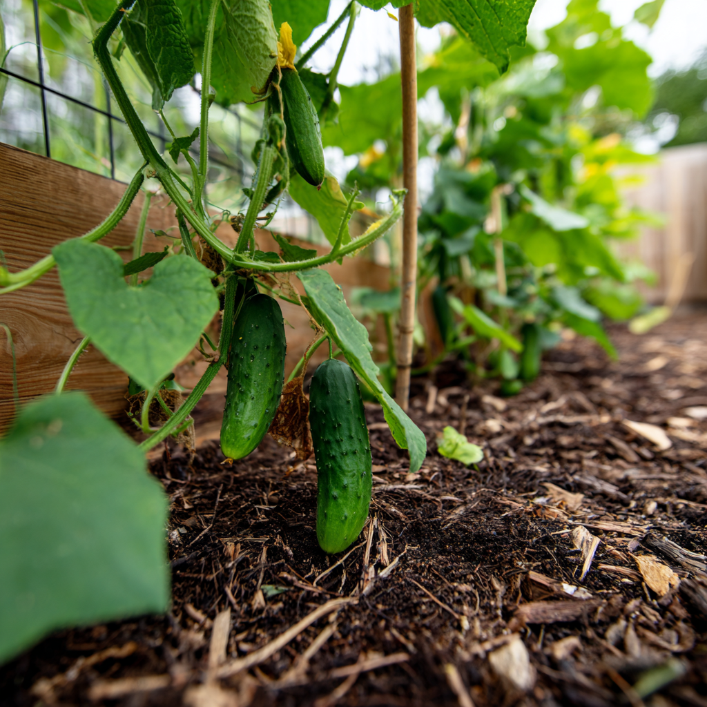 Marketmore 76 Cucumber plant growing in a garden